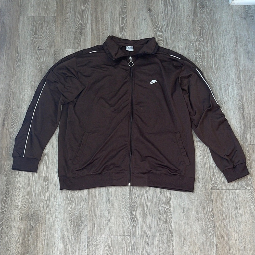 Vintage Y2K Nike Brown track Jacket Athletic Style size xxl full zip